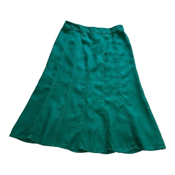 Olsen Green Linen Panelled A-Line Scalloped Hem Maxi Skirt - Size 14 - Picture 2 of 10